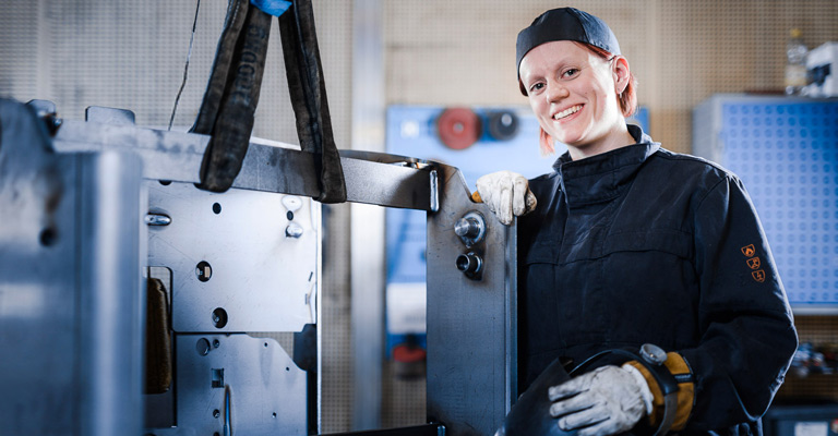 A welder in the factory